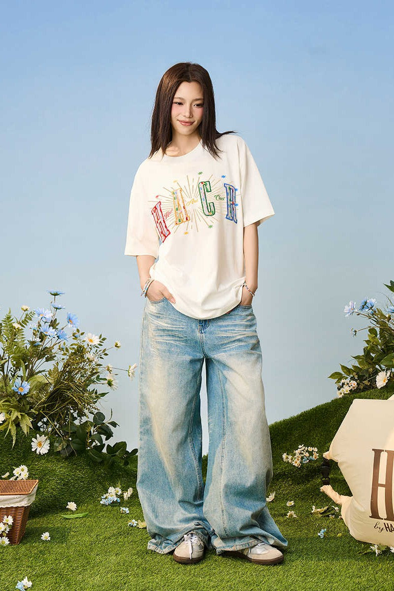 Rainbow Star Embroidered Tee Rainbow Star Embroidered Tee