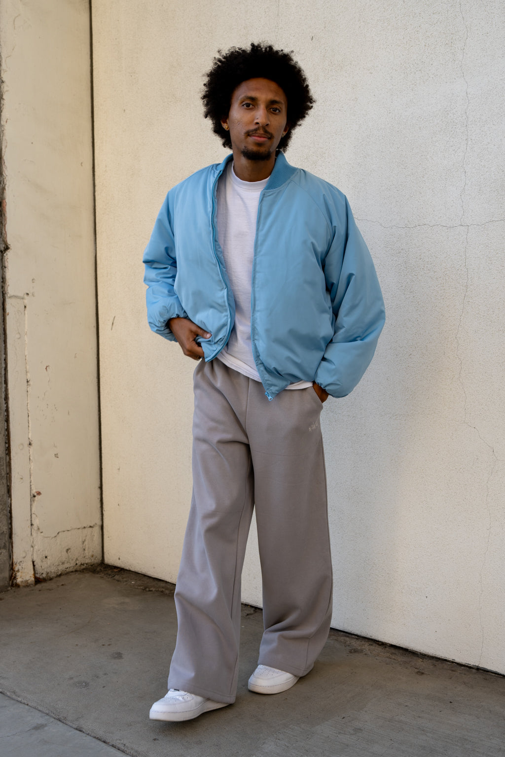 EPTM Capital Cropped Bomber - Sky Blue EPTM Capital Cropped Bomber - Sky Blue