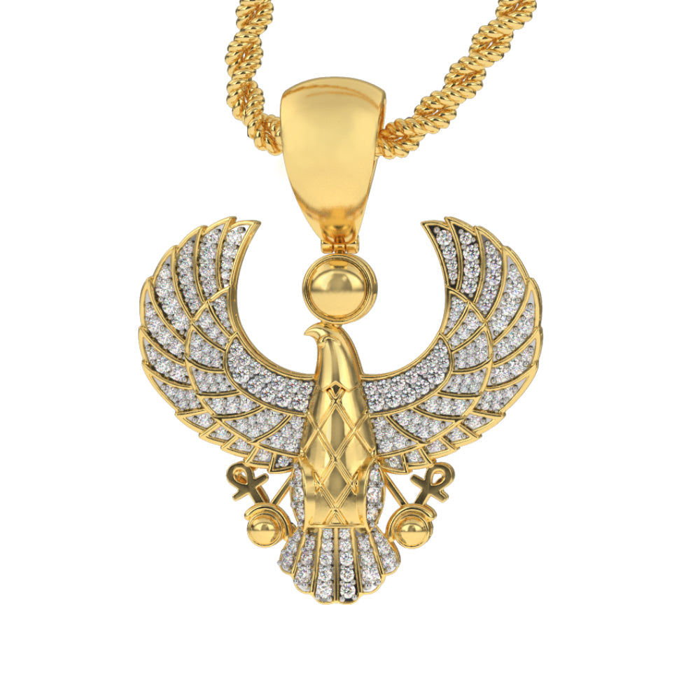 10k Solid Gold Diamond Horus Necklace Pendant .35 CTW 10k Solid Gold Diamond Horus Necklace Pendant .35 CTW