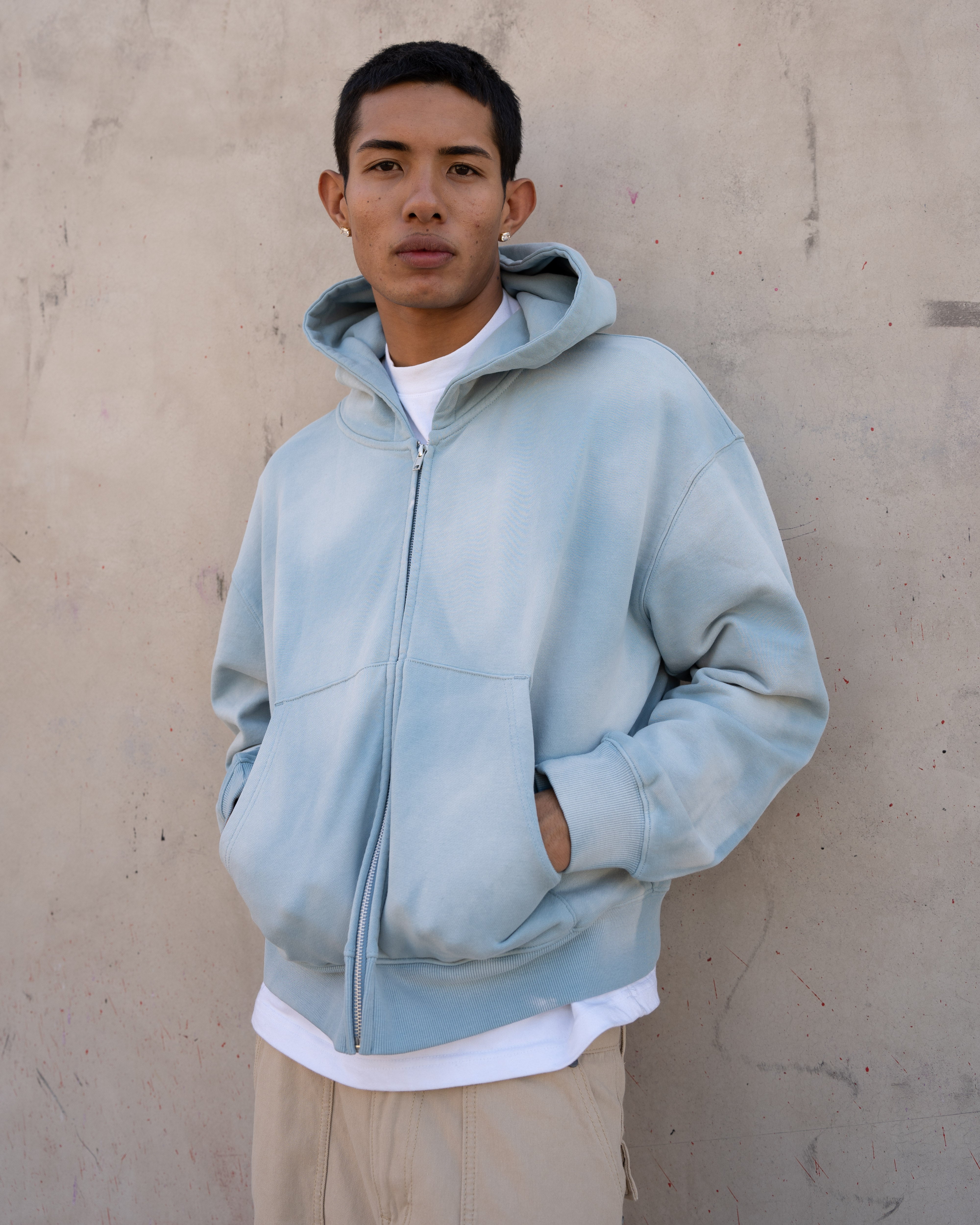 EPTM Sun Faded Cropped Zip Up Hoodie - Sky Blue EPTM Sun Faded Cropped Zip Up Hoodie - Sky Blue