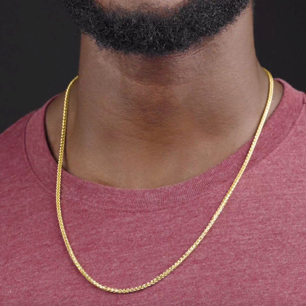 Solid Gold Palm Wheat Franco Chain Hollow Solid Gold Palm Wheat Franco Chain Hollow