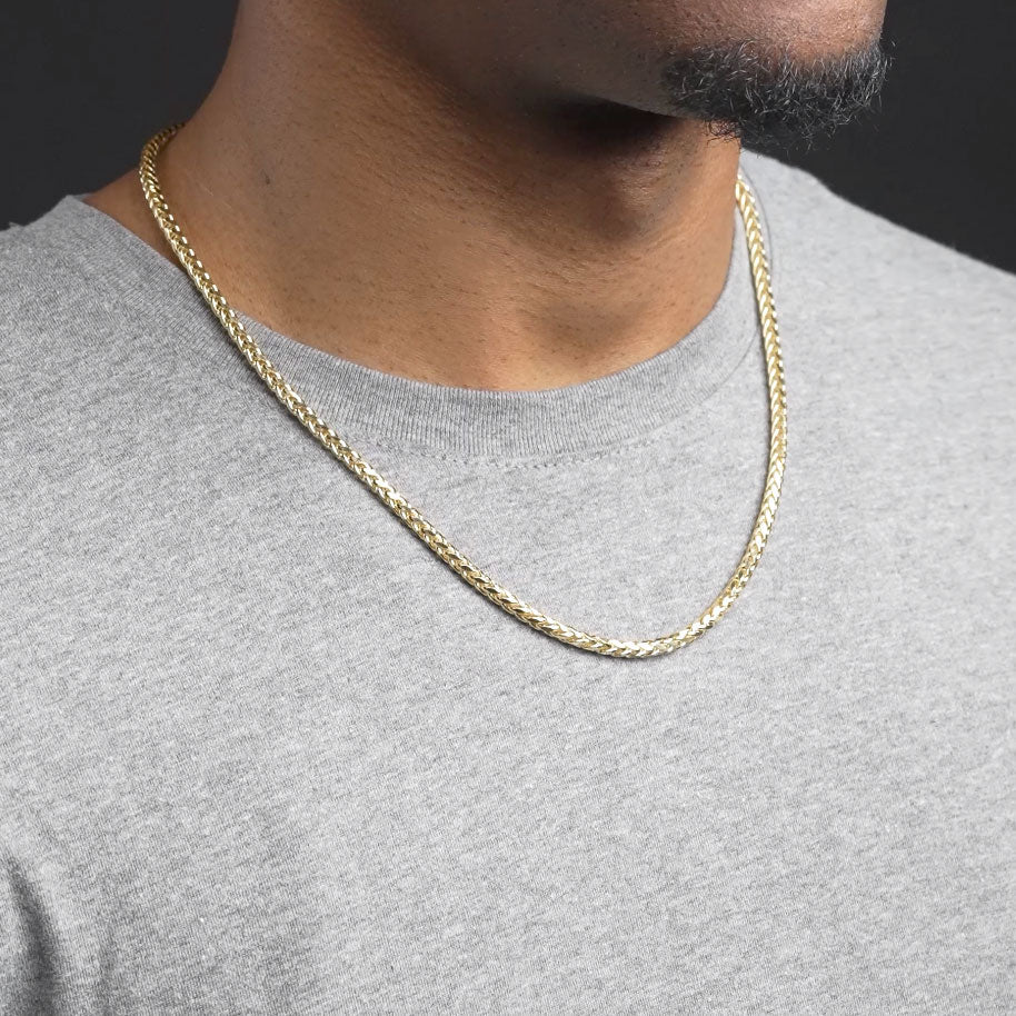 Solid Gold Palm Wheat Franco Chain Hollow Solid Gold Palm Wheat Franco Chain Hollow