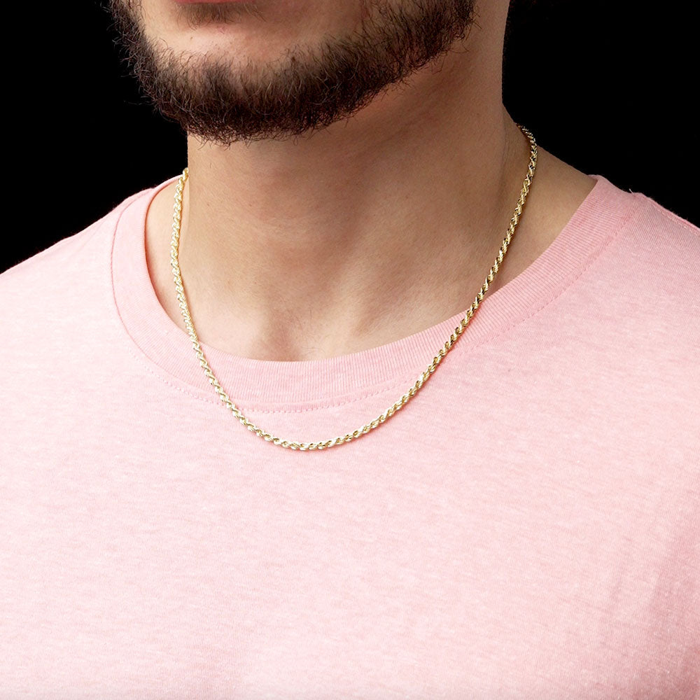 Solid Gold Rope Chain Hollow Solid Gold Rope Chain Hollow