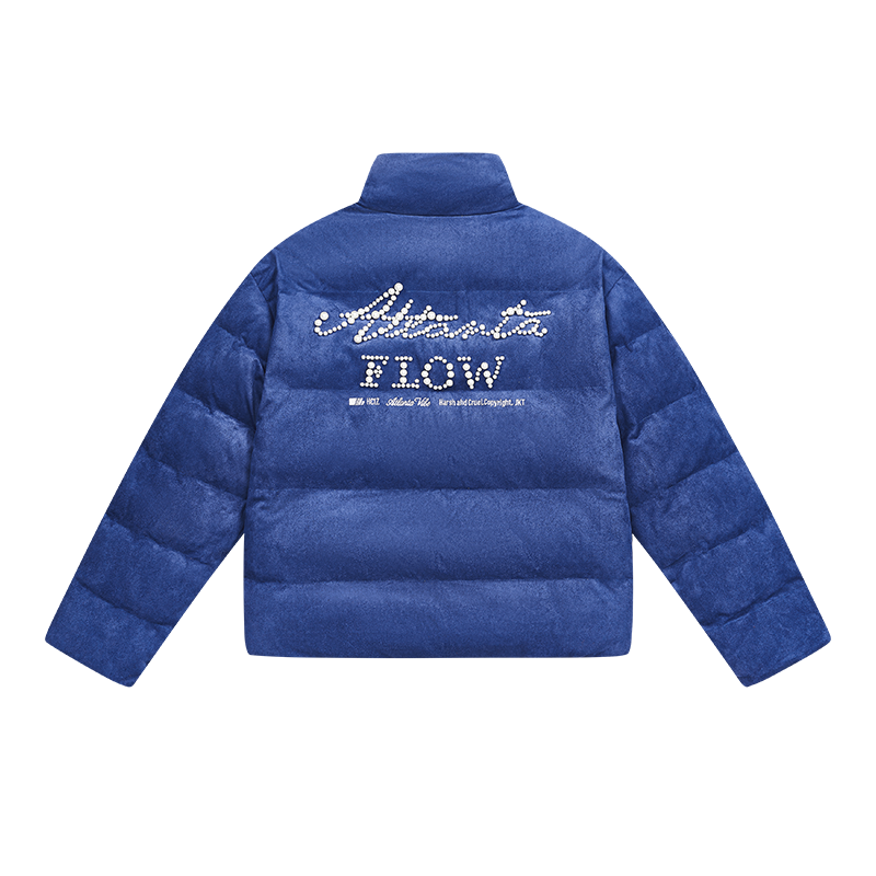 Basic Pearl Embroidered Suede Puffer Jacket Basic Pearl Embroidered Suede Puffer Jacket