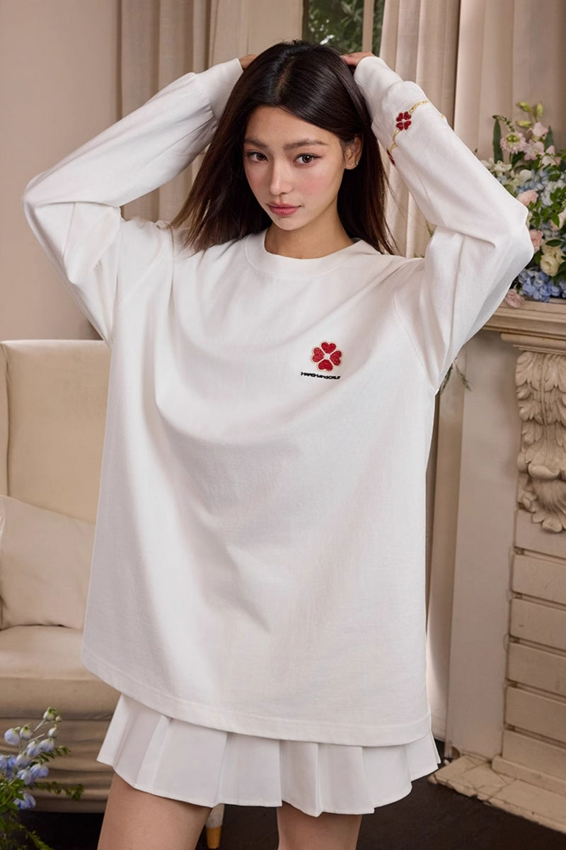 Clover Embroidery Long Sleeve Tee Clover Embroidery Long Sleeve Tee