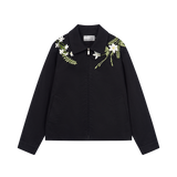 Minimalist Green Floral Embroidered Blazer Jacket Minimalist Green Floral Embroidered Blazer Jacket