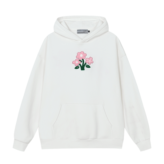 Floral Knit Hooded Pullover Sweater