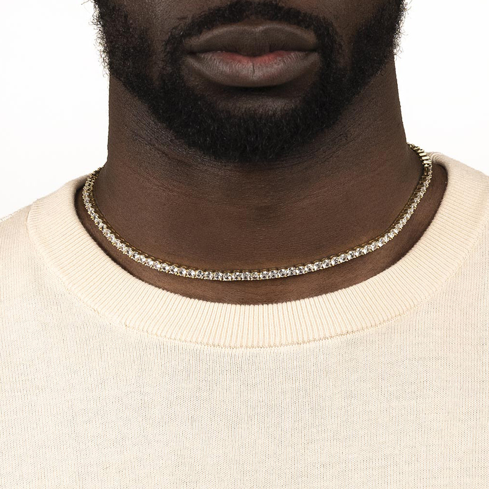 Gold Diamond Tennis Chain 4mm Gold Diamond Tennis Chain 4mm