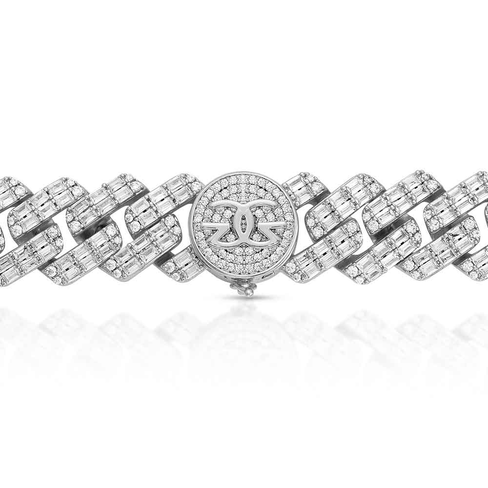 2 Row Diamond Baguette Cuban Bracelet 18mm 2 Row Diamond Baguette Cuban Bracelet 18mm