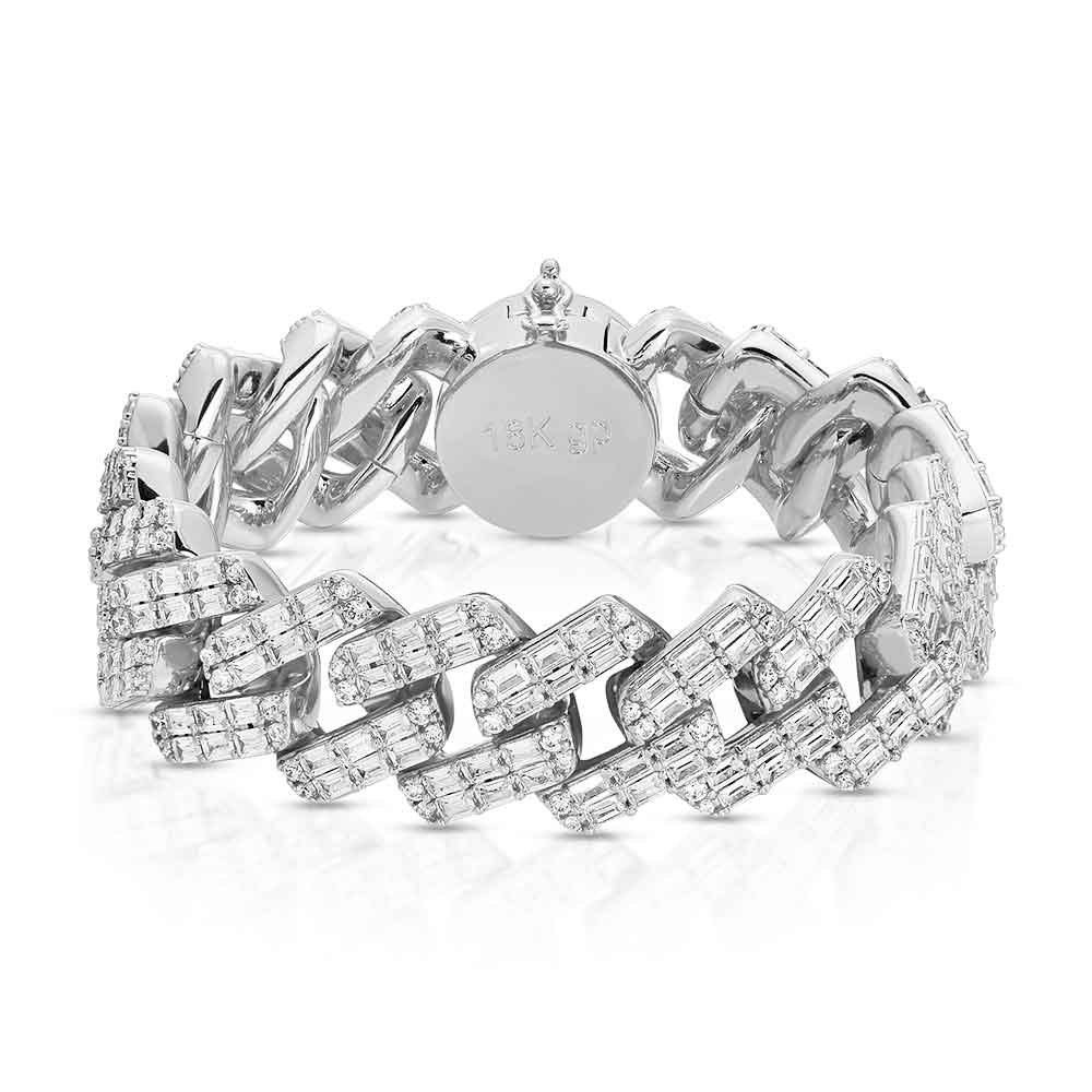 2 Row Diamond Baguette Cuban Bracelet 18mm 2 Row Diamond Baguette Cuban Bracelet 18mm