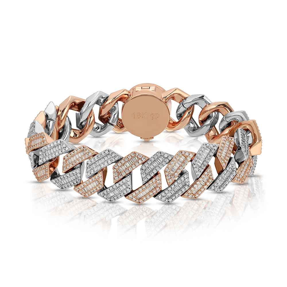 Diamond Baguette Straight Edge Cuban Bracelet 18mm Diamond Baguette Straight Edge Cuban Bracelet 18mm