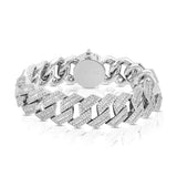 Diamond Baguette Straight Edge Cuban Bracelet White Gold 18mm Diamond Baguette Straight Edge Cuban Bracelet White Gold 18mm