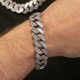 Diamond Baguette Straight Edge Cuban Bracelet 18mm Diamond Baguette Straight Edge Cuban Bracelet 18mm