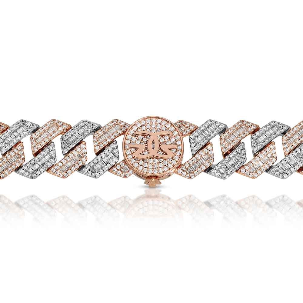 Diamond Baguette Straight Edge Cuban Bracelet 18mm Diamond Baguette Straight Edge Cuban Bracelet 18mm