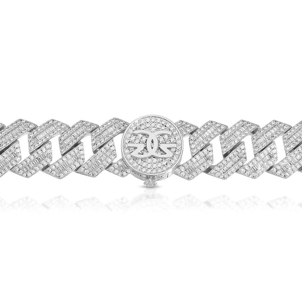 Diamond Baguette Straight Edge Cuban Bracelet 18mm Diamond Baguette Straight Edge Cuban Bracelet 18mm