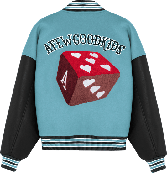 DONACARE(AFGK) "Dice Leather Varsity Jacket"