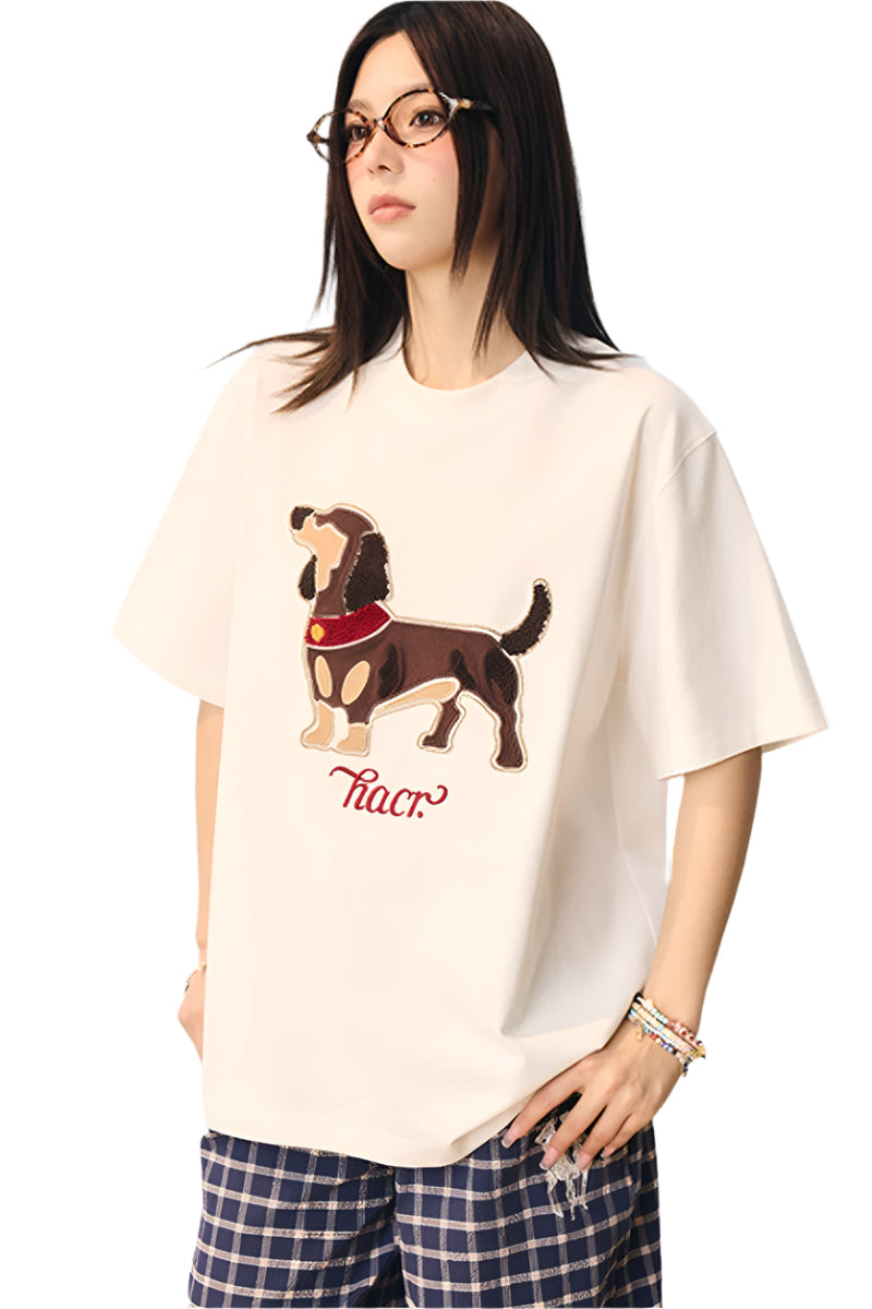 Suede Dog Towel Patch T-Shirt Suede Dog Towel Patch T-Shirt