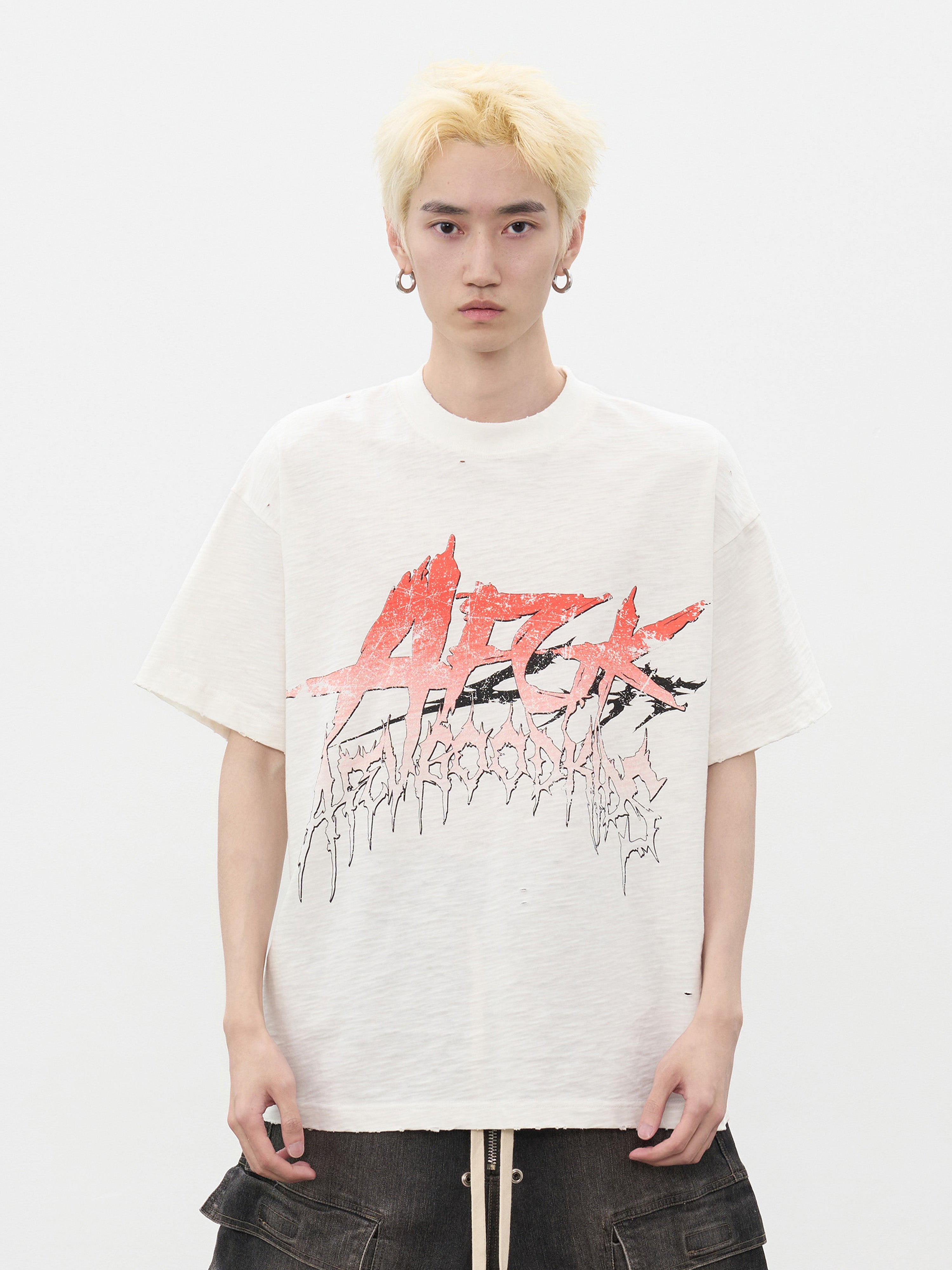 DONCARE(AFGK) "Distressed band tee" DONCARE(AFGK) "Distressed band tee"