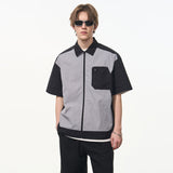 Contrast Stitching Deconstructed Zipper Shirt Contrast Stitching Deconstructed Zipper Shirt