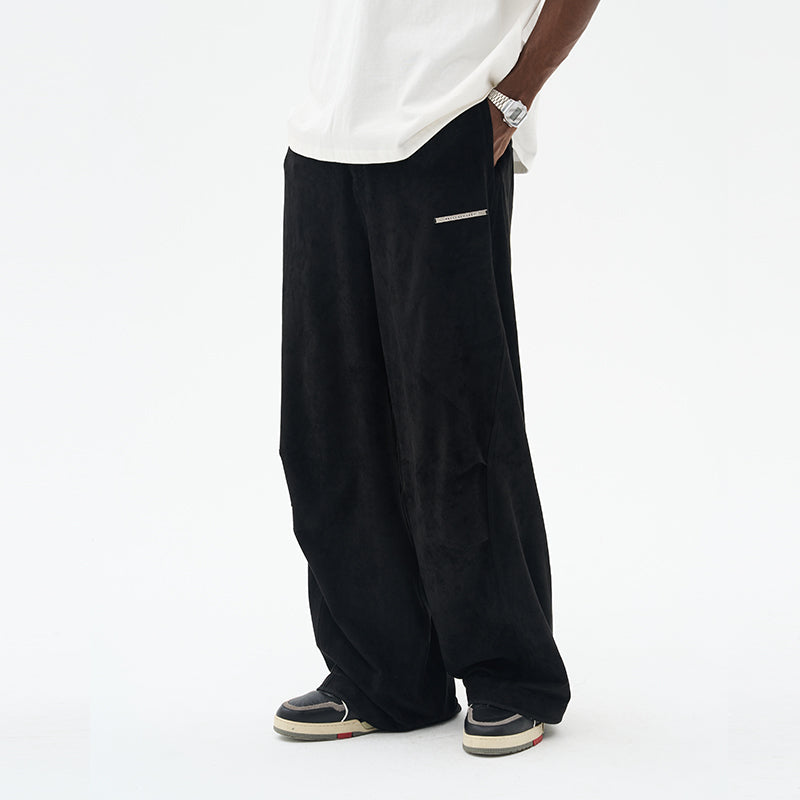 Suede Pleated Flared Trousers Suede Pleated Flared Trousers