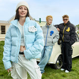 Detachable Padded Contrast Zip Down Coat Detachable Padded Contrast Zip Down Coat