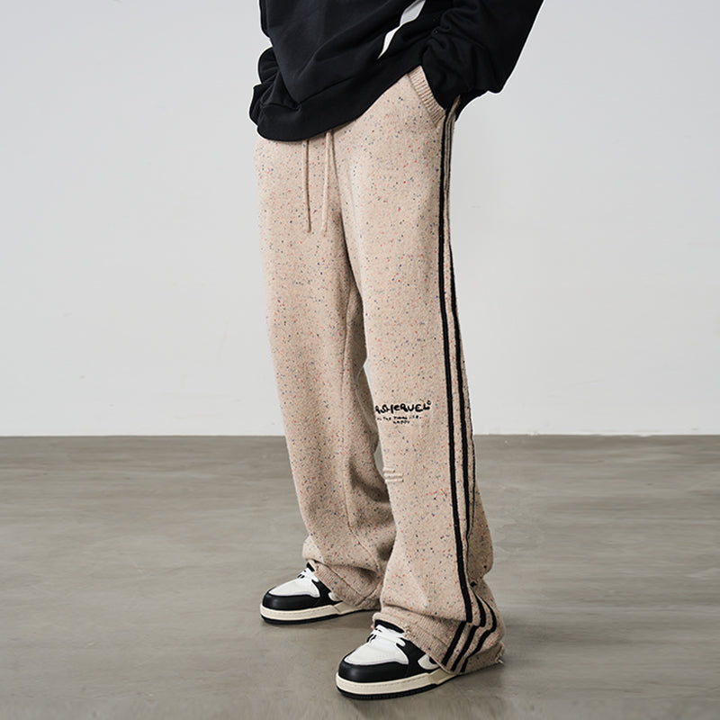 Striped Embroidered Knitted Trousers Striped Embroidered Knitted Trousers