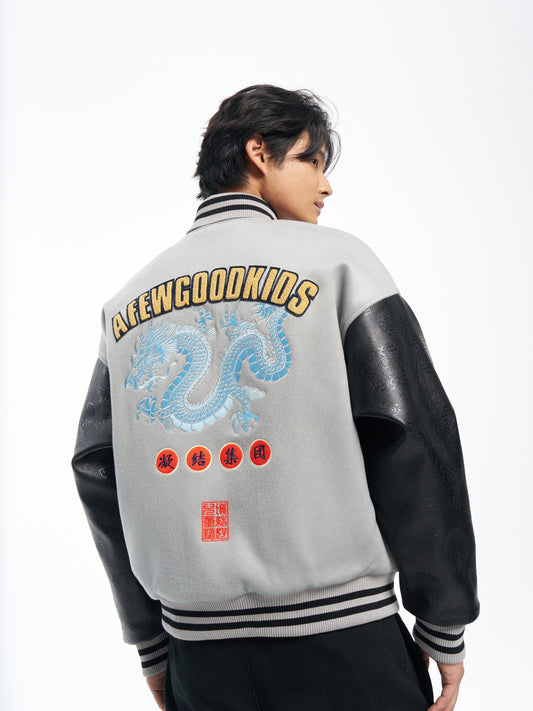 AFGK x CLOT "Dragon logo varsity jacket"