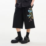 Floral Embroidery Draped Suit Shorts Floral Embroidery Draped Suit Shorts