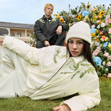 Floral Embroidery Lapel CollarDown Coat Floral Embroidery Lapel CollarDown Coat