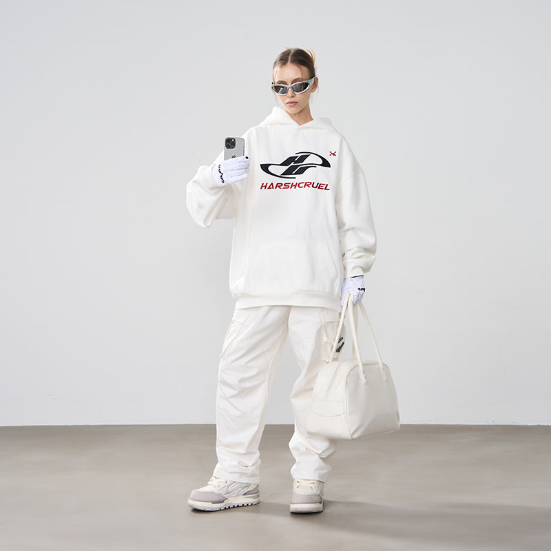 Dynamic Embroidered Logo Loose Hoodie Dynamic Embroidered Logo Loose Hoodie