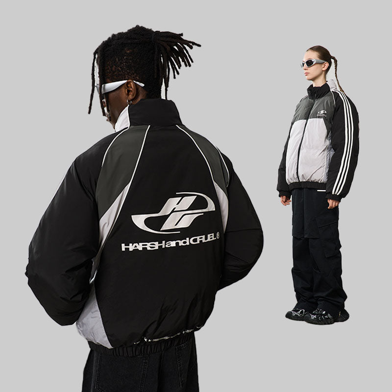 Contrast Splicing Striped Logo Jacket Contrast Splicing Striped Logo Jacket