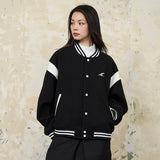 Contrast Stitching Embroidered Varsity Jacket Contrast Stitching Embroidered Varsity Jacket