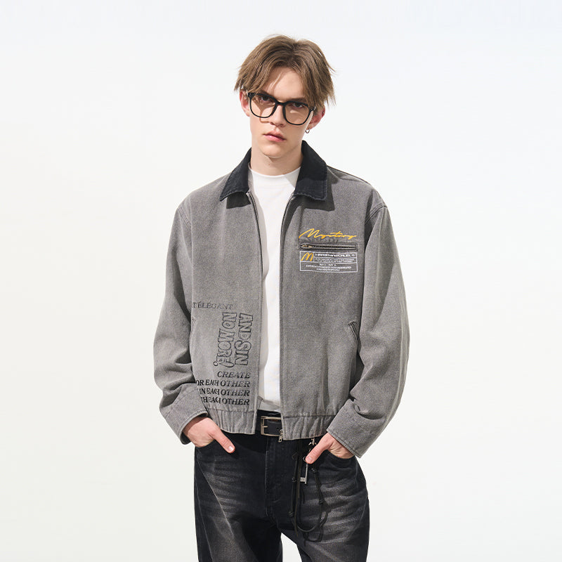 Washed Retro Printed Jacket Washed Retro Printed Jacket