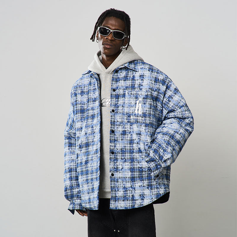 Tie Dyed Plaid Gothic Logo Shirt Tie Dyed Plaid Gothic Logo Shirt