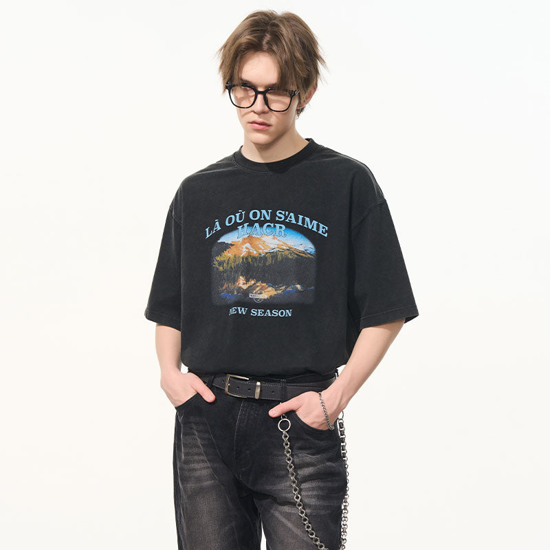 Washed Printed Mountain Tee Washed Printed Mountain Tee