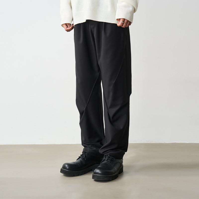Pleated Irregular Straight Trousers Pleated Irregular Straight Trousers