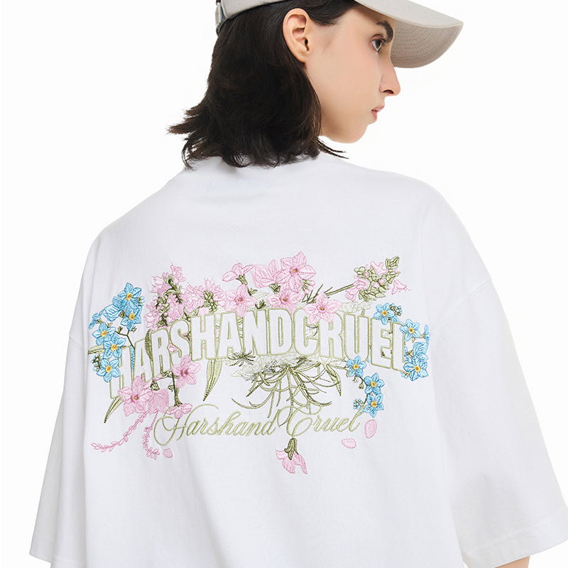 Blooming Flowers Embroidered Tee Blooming Flowers Embroidered Tee