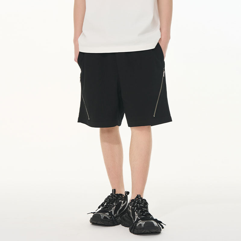 Diagonal Zipper Casual Shorts Diagonal Zipper Casual Shorts