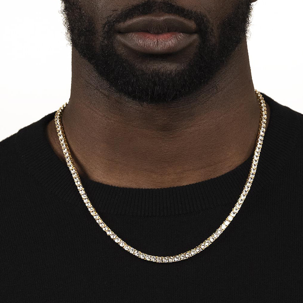 Gold Diamond Tennis Chain 4mm Gold Diamond Tennis Chain 4mm