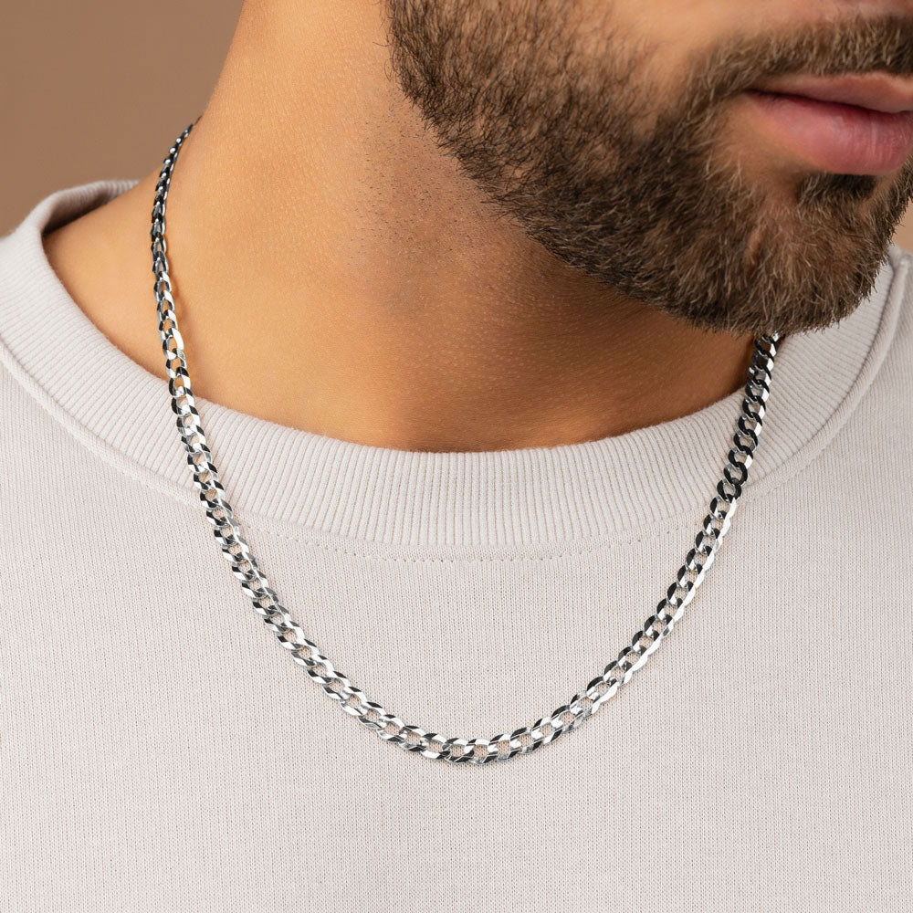 Italian Silver Curb Cuban Link Chain Italian Silver Curb Cuban Link Chain