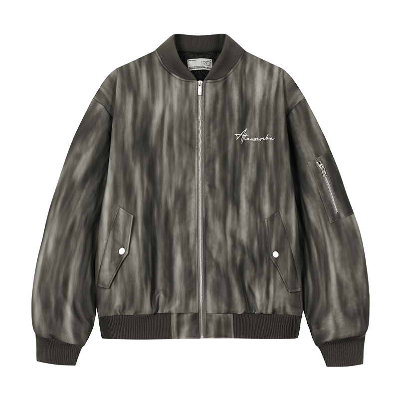 Tie-Dye PU Leather Bomber Jacket Tie-Dye PU Leather Bomber Jacket