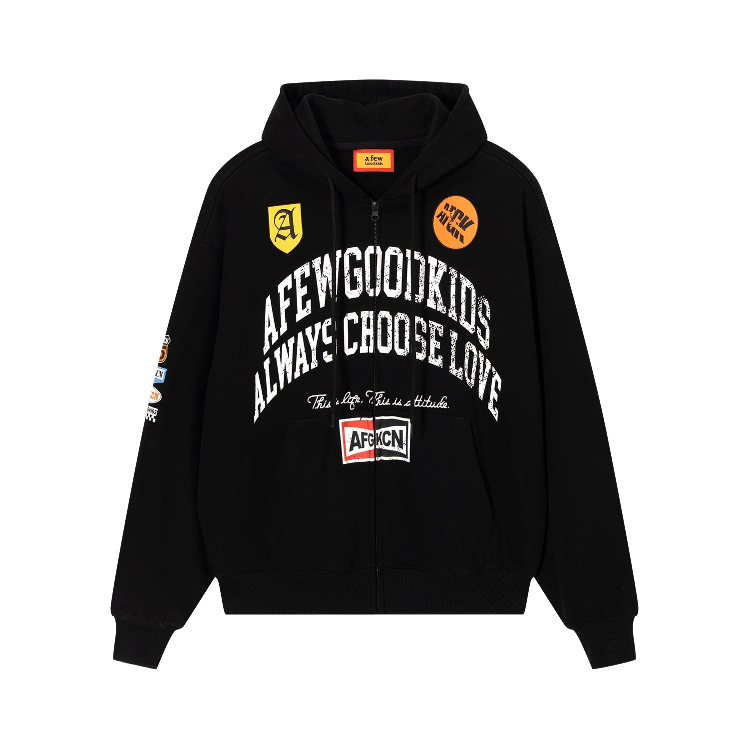 DONCARE(AFGK) "Distressed logo zip hoodie" DONCARE(AFGK) "Distressed logo zip hoodie"