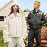 Floral Embroidery Lapel CollarDown Coat Floral Embroidery Lapel CollarDown Coat