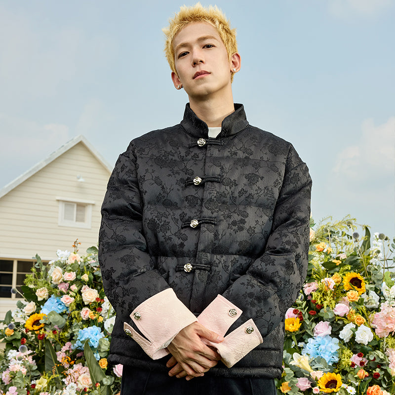 Floral Jacquard Chinese Style Cotton Coat Floral Jacquard Chinese Style Cotton Coat