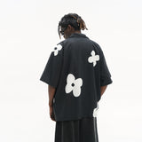 Handpainted Flowers Printed Cuban Shirt Handpainted Flowers Printed Cuban Shirt