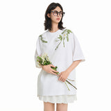 Floral Collar Embroidery Logo Tee Floral Collar Embroidery Logo Tee