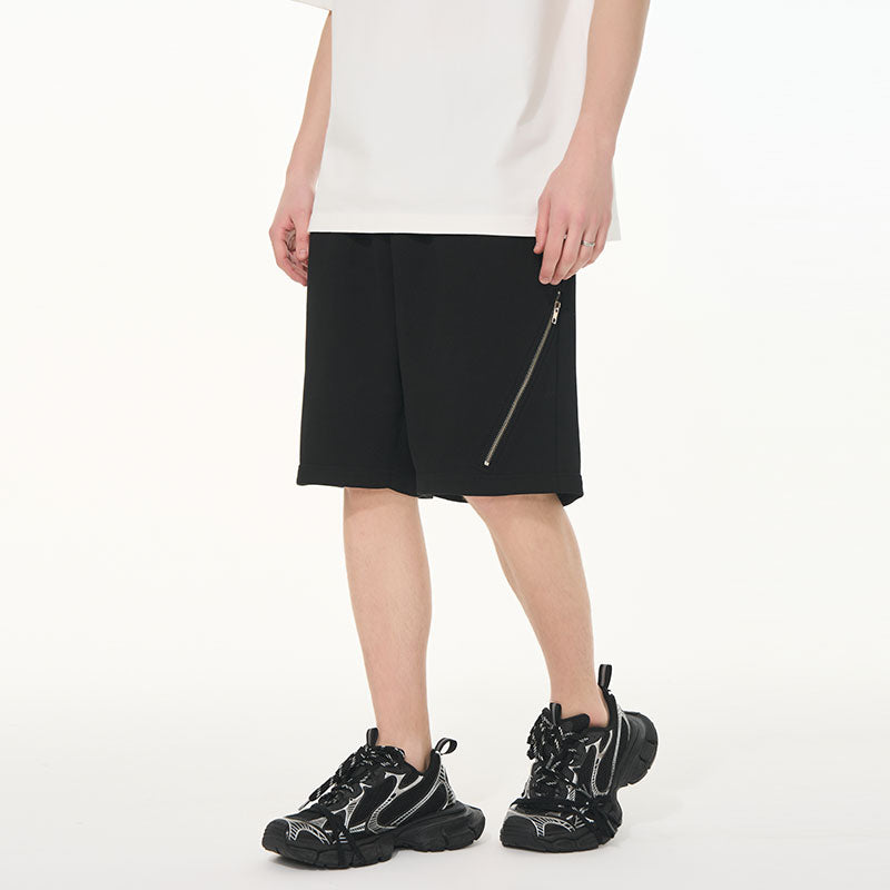 Diagonal Zipper Casual Shorts Diagonal Zipper Casual Shorts