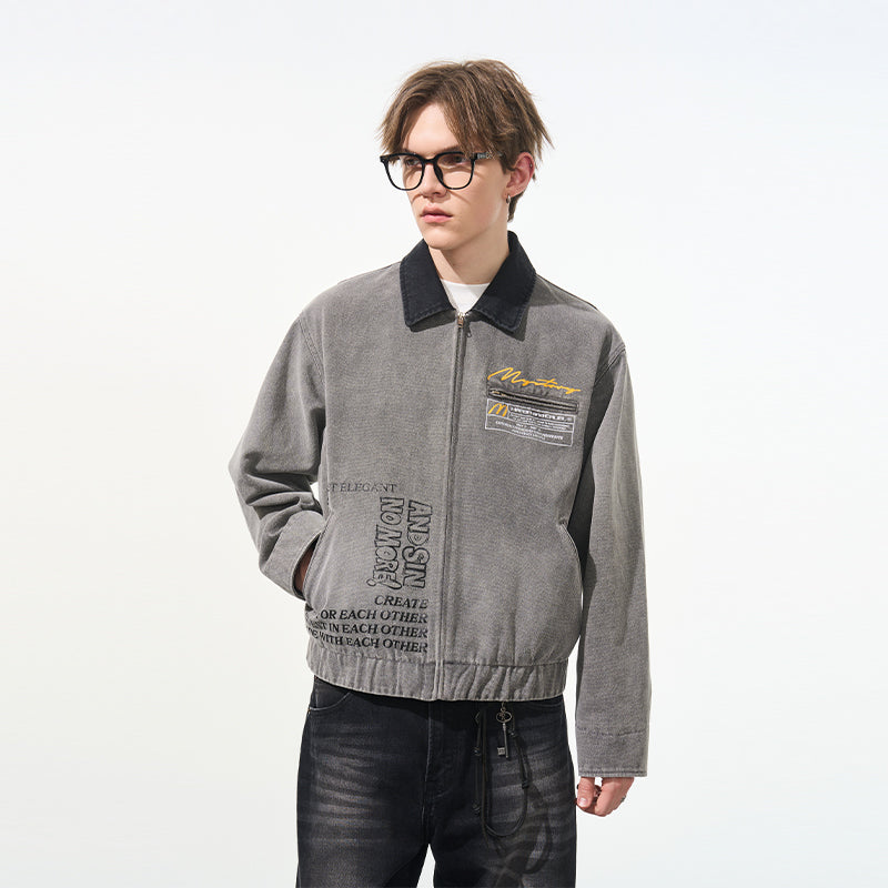 Washed Retro Printed Jacket Washed Retro Printed Jacket