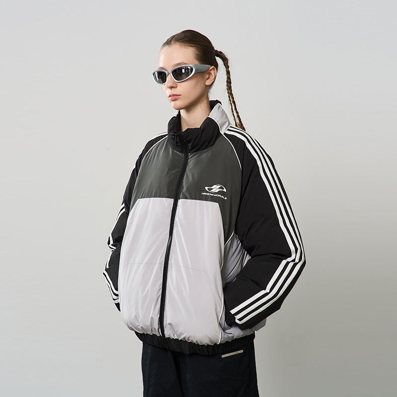 Contrast Splicing Striped Logo Jacket Contrast Splicing Striped Logo Jacket