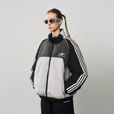 Contrast Splicing Striped Logo Jacket Contrast Splicing Striped Logo Jacket